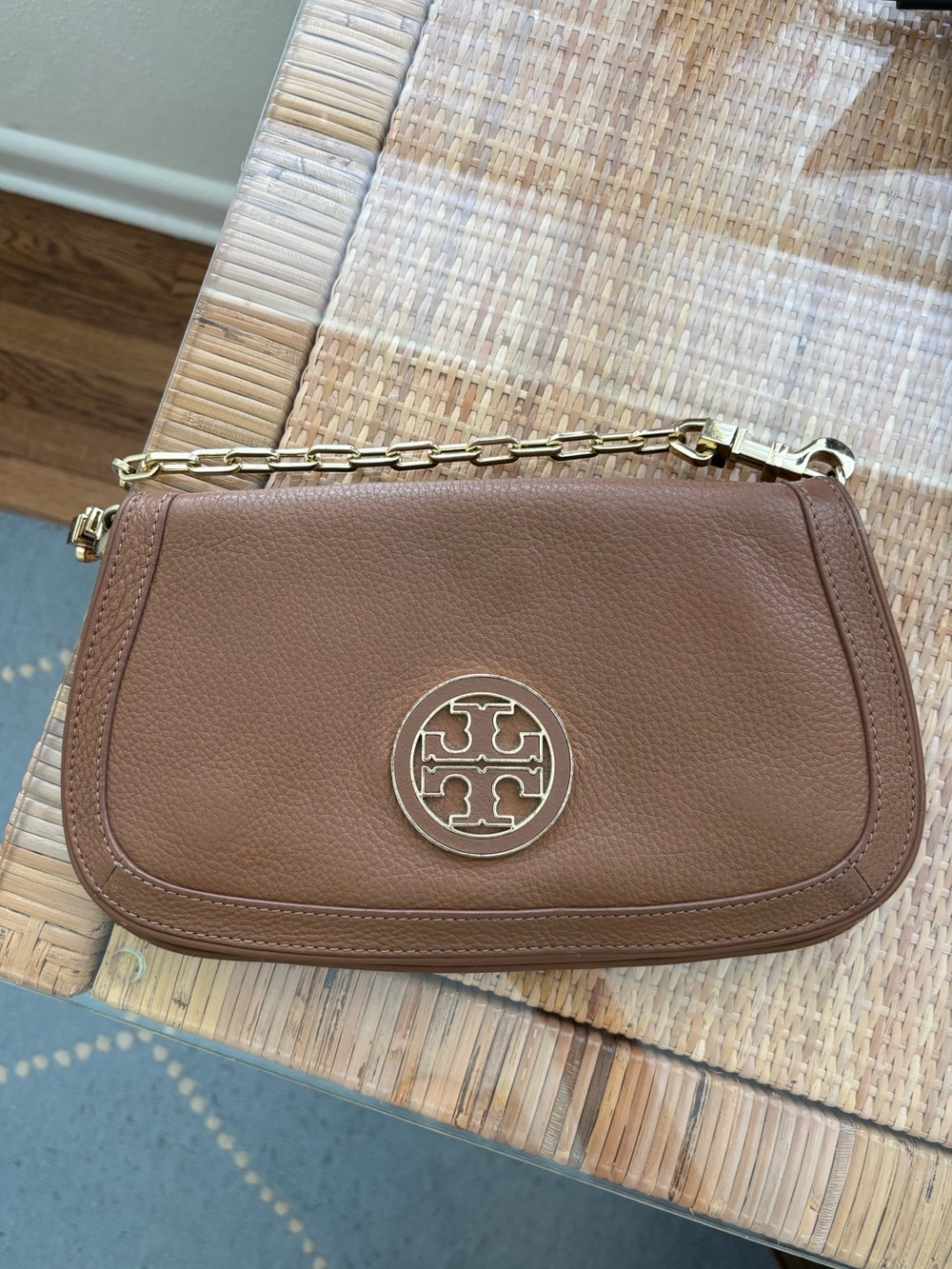 Tory Burch Tan Leather Amanda Logo Crossbody Bag - Picture 1 of 5